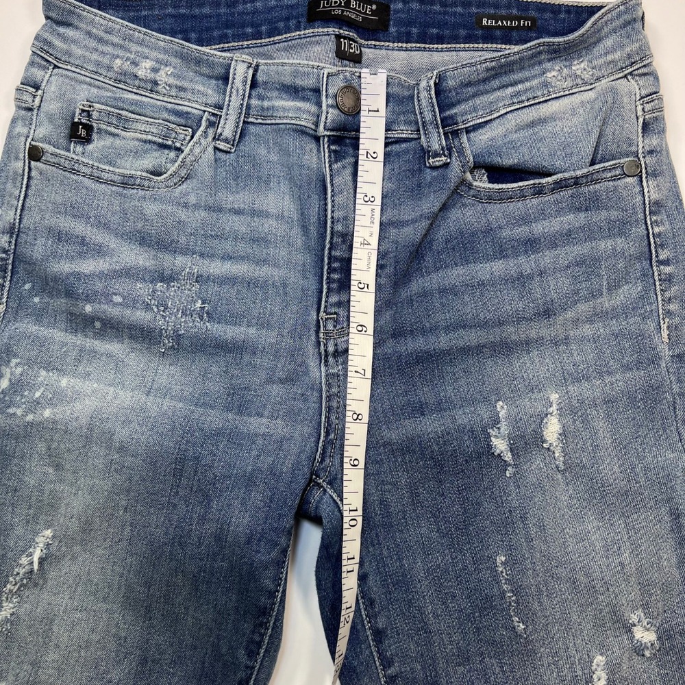 Judy Blue Relaxed Fit Jeans Women 11/30 Blue Distressed‎ Paint Splatter Stretch - Picture 7 of 12
